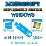 Windows 10  8.1  7 SP1 x64 pe MBR-UEFI StartSoft 1-2016 [Ru]